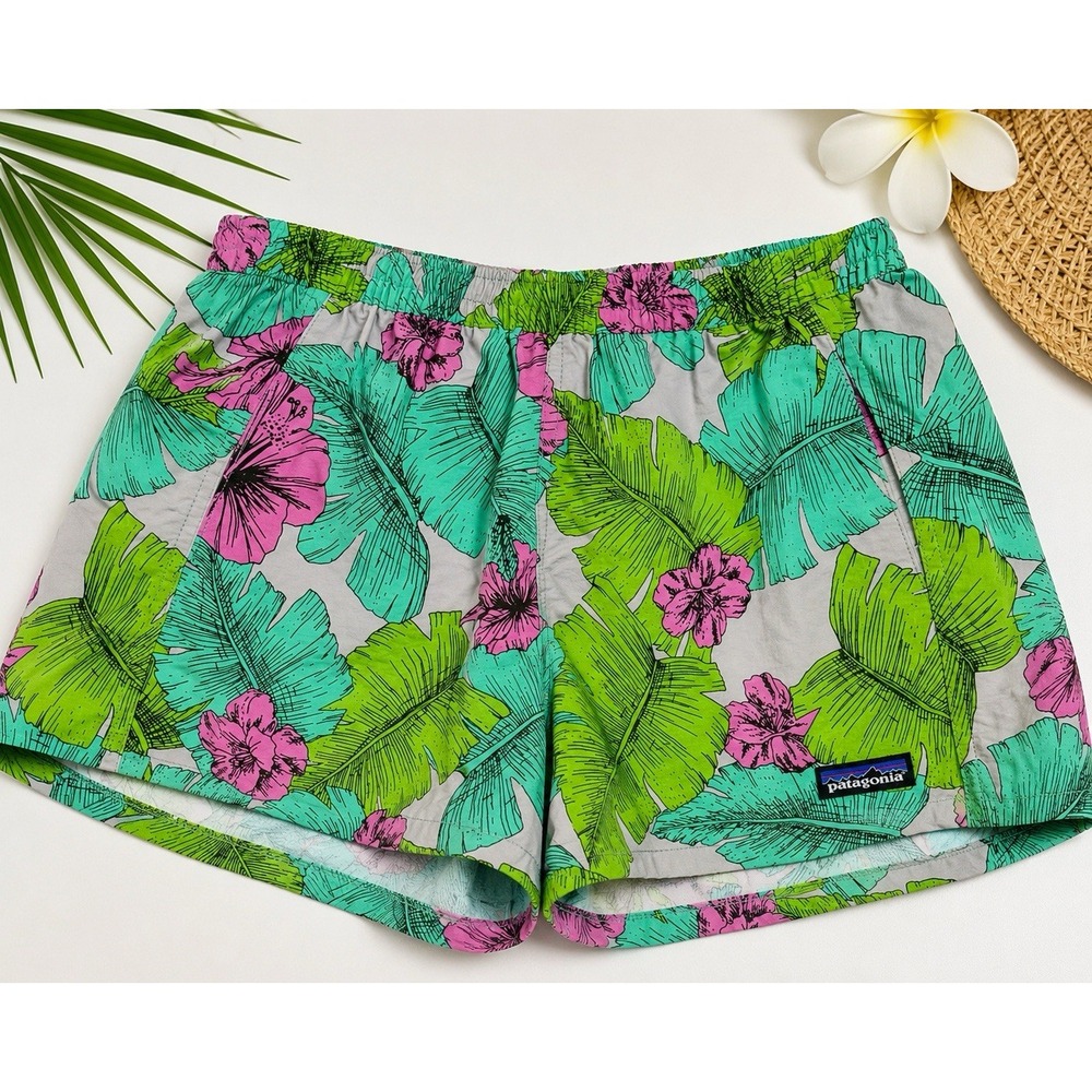 Patagonia Baggies Shorts Womens XS 5" Best Fronds Tropical Floral SP16 57057